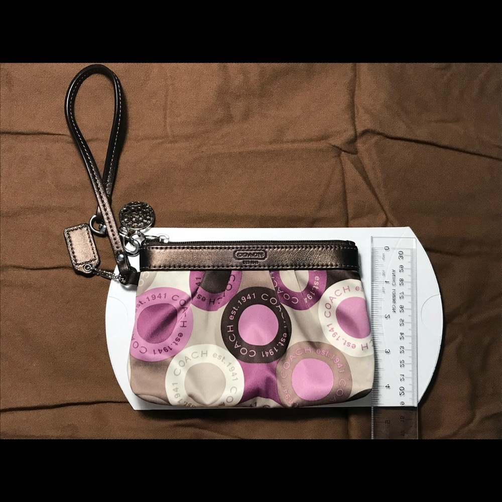 Coach scarf print x leather wristlet